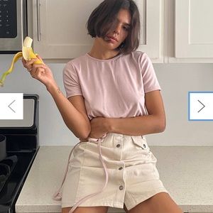 Denim button front skirt